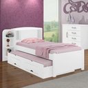 Ver imagem 1 de Cama Solteiro com Cama Auxiliar - Milênio Plus-branco - Móveis D'doro