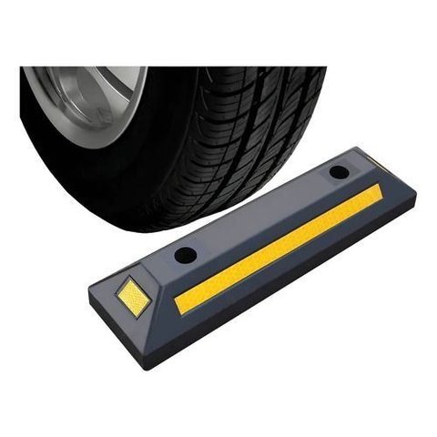 Kit Limitador de Vaga Bate Roda Estacionamento 56cm:Preto
