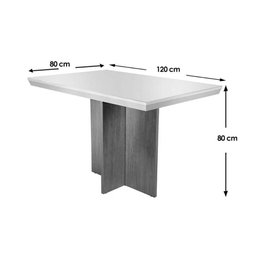 Mesa para Cozinha Berlim + Tampo Madeirado Vidro Reto 120x80cm Imbuia-off White - Rufato - 5