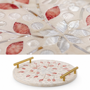 Ver imagem 3 de Bandeja Decorativa Madreperola Redonda com Alça 40x4,5cm