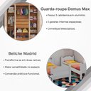 Ver imagem 5 de Conjunto Quarto Beliche Madrid Grades Proteção + Roupeiro Domus Max 4 Portas - Branco/Off-White