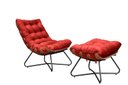 Ver imagem 2 de Poltrona Costela Decorativa com Puff Madeira Eva Preto- Vermelho