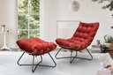 Ver imagem 1 de Poltrona Costela Decorativa com Puff Madeira Eva Preto- Vermelho