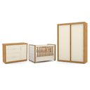 Ver imagem 1 de Dormitório Tutto New 2 Portas, Cômoda 1 Porta e Berço Off White/freijó com Capitonê - Matic Mó