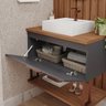 Armário Gabinete Banheiro 80cm Mdf com Cuba Porta e Nicho Titanium - 7