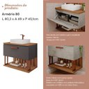 Ver imagem 3 de Armário Gabinete Banheiro 80cm Mdf com Cuba Porta e Nicho Titanium