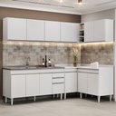 Ver imagem 2 de Armário de Cozinha Modulado de Canto 6 Peças Cp33 com Pia Inox Branco - Lumil Lumil Móveis