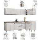 Ver imagem 3 de Armário de Cozinha Modulado de Canto 6 Peças Cp33 com Pia Inox Branco - Lumil Lumil Móveis