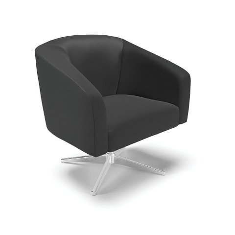 Poltrona Giratória Stella Corino Preto Base Cromada - D’Rossi