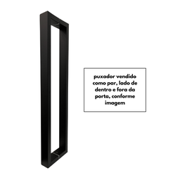 Puxador para Porta Barra Retangular Aço Inoxidavel 60cm Preto - 8