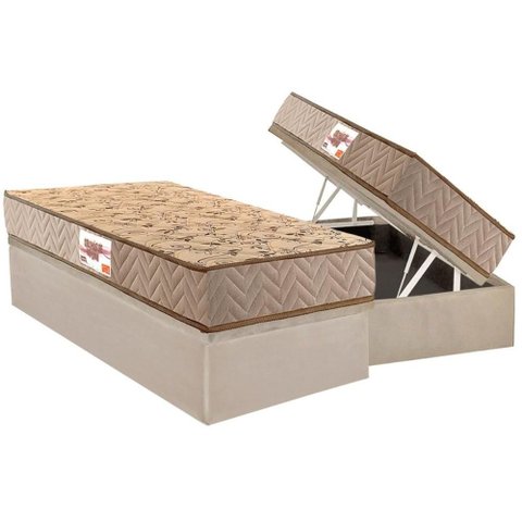 Cama Box Baú Solteiro: Colchão Anatômico Paropas D28 Ag65 Royalle Clean + Base Crc Suede Clean (