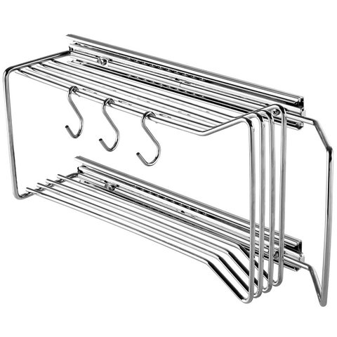 Suporte Porta Espetos de Embutir na Lateral do Móvel com 3 Ganchos Masutti Copat em Aço Inox