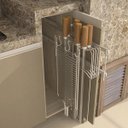 Ver imagem 4 de Suporte Porta Espetos de Embutir na Lateral do Móvel com 3 Ganchos Masutti Copat em Aço Inox