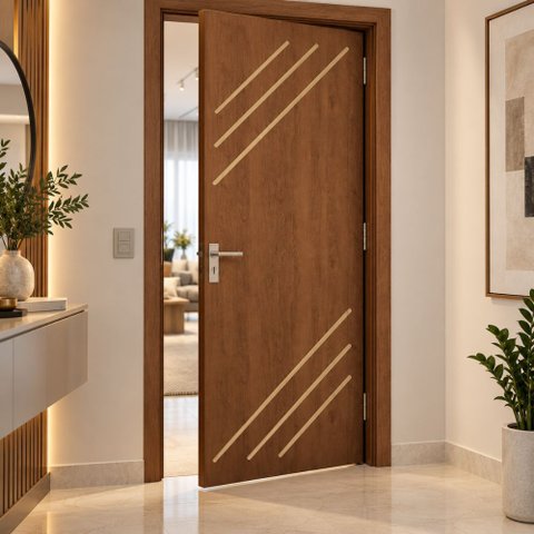 Porta Interna Frisada R30K 210x80 para Quarto Cozinha Sala:Imbuia
