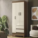 Ver imagem 1 de Guarda Roupa Solteiro 70cm 3 Portas 2 Gavetas Thales Jequitibá/Off S01 - Mpozenato