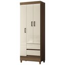 Ver imagem 2 de Guarda Roupa Solteiro 70cm 3 Portas 2 Gavetas Thales Jequitibá/Off S01 - Mpozenato