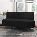 Ver imagem 2 de Sofá Chaise Living 2 Lugares 135cm Sala de Estar Istambul K01 Veludo Preto - Lyam Decor