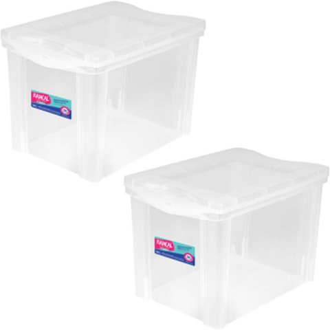 2 Caixas Organizadoras Plástica Altas 30l Ordene Organize Brinquedos Closet Incolor