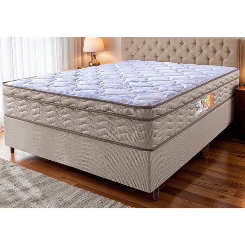 Cama Box Queen Colchão Ortomove + Box Desmontável 158x198x65 One Face Espuma D33 Dourado
