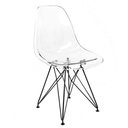 Ver imagem 1 de Cadeira Eames Eiffel Transparente com Base Preta para Sala de Jantar Cozinha e Escritório
