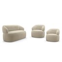 Ver imagem 1 de Kit 02 Poltronas Giratória e 01 Sofá Orgânico Glee 02 Lugares 140cm Bouclê Bege - Desk Design