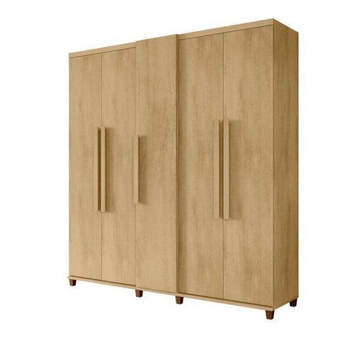 Guarda-Roupa Casal 5 Portas com Espelho Sapateira e 3 Gavetas Interna Munique Marrom/Cinamomo