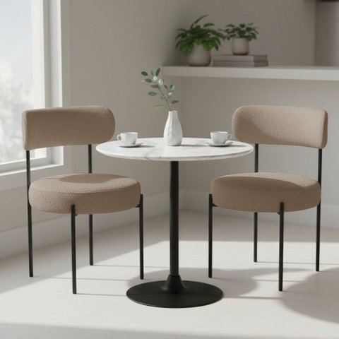 Cadeira Sala de Jantar Margara Kit 2 em Aço Preto Bouclê Ted D03 - D'Rossi
