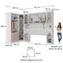 Ver imagem 3 de Quarto Modulado Queen de Canto com Guarda-roupas Maleiro e Cabeceira Alpes Master Luciane Móveis