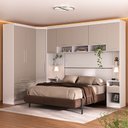 Ver imagem 1 de Quarto Modulado Queen de Canto com Guarda-roupas Maleiro e Cabeceira Alpes Master Luciane Móveis
