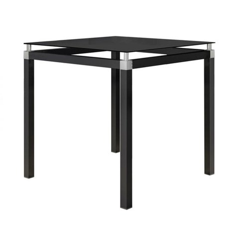 Mesa de Jantar Tubular 4 Lugares Malva Tampo Vidro Temperado 75cm Sf Preto - Combo Stock
