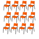 Ver imagem 2 de Kit 12 Cadeiras Iso Fixa Empilhável Escola Igreja Salão:laranja