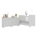 Ver imagem 1 de Berço 3 em 1 com Colchão Incluso Rodízios e Cômoda Chantilly Multimóveis Mp4289 Branco