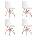 Ver imagem 4 de Jogo de Mesa Eames de Ferro Cobre e Tampo Quadrado Branco 90cm - 4 Cadeiras Brancas