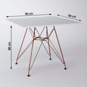 Ver imagem 3 de Jogo de Mesa Eames de Ferro Cobre e Tampo Quadrado Branco 90cm - 4 Cadeiras Brancas