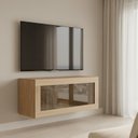 Ver imagem 1 de Rack para TV até 29 Polegadas Suspenso Vidro Reflecta Porta Basculante 80cm R1498 Yescasa Marrom