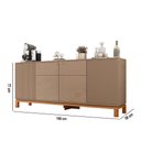 Ver imagem 3 de Aparador Buffet Sala de Estar 4 Portas 180cm Visari C01 - D'Rossi Marrom-freijó