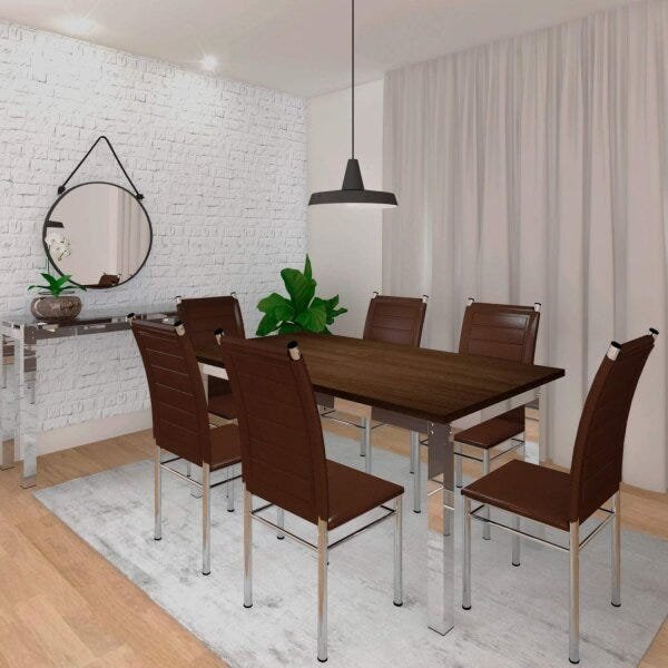 Sala de Jantar com Mesa de Jantar, Cadeiras e Aparador Espresso Móveis - 1