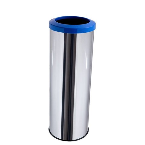 Lixeira Aço Inox 30 Litros Com Aro Plástico Área Gourmet Cozinha - Azul