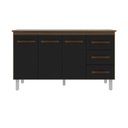 Ver imagem 1 de Kit Balcão Gabinete 138cm Carina Savana/preto com Tampo 140cm Savana
