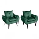 Ver imagem 1 de Kit 02 Poltrona Decorativa Opala Veludo Verde Smf Decor