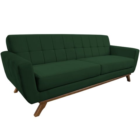 Sofá 4 Lugares 230cm Miami Base Madeira Veludo Verde - Nexta Casa