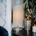 Ver imagem 4 de 2 Luminária Abajur Cupula Tecido Cru Eco Clean Cilindrico