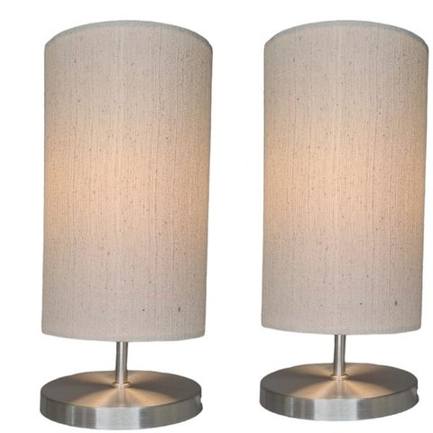 2 Luminária Abajur Cupula Tecido Cru Eco Clean Cilindrico