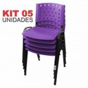 Ver imagem 2 de Cadeira Empilhável Plástica Lilás 5 Unidades - Ultra Móveis