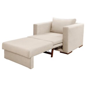 Poltrona Cama Hermes Luxo Castellar Móbile Veludo Bege Claro