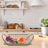 Fruteira de Bancada para Cozinha Aço Cromado Aramado Preto Porta Frutas e Verduras de Mesa com Alças - 3