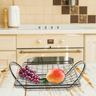 Fruteira de Bancada para Cozinha Aço Cromado Aramado Preto Porta Frutas e Verduras de Mesa com Alças - 2