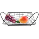 Ver imagem 1 de Fruteira de Bancada para Cozinha Aço Cromado Aramado Preto Porta Frutas e Verduras de Mesa com Alças