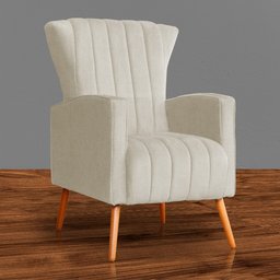 Poltrona Decorativa Melinda Pés Palito Tecido Suede Várias Cores - Qlare Estofados - Suede Bege - 2