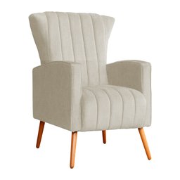 Poltrona Decorativa Melinda Pés Palito Tecido Suede Várias Cores - Qlare Estofados - Suede Bege - 1